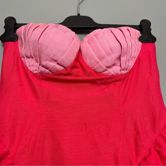The Wolf Gang Cece Strapless Mini Dress Women’s Size S Pink Linen Mermaid Beachy - Picture 5 of 11